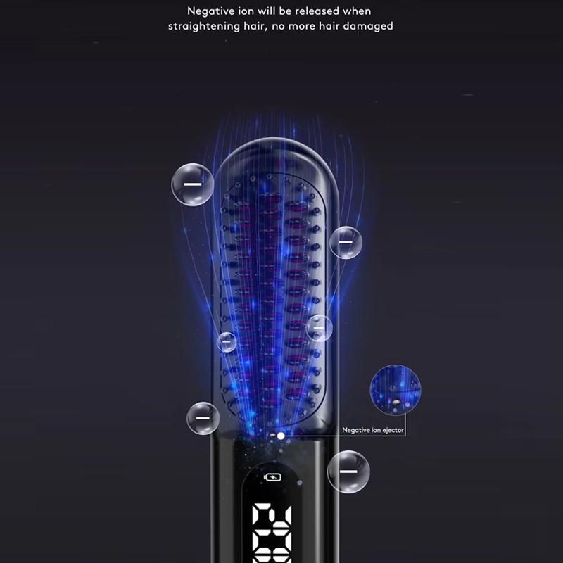 Other Makeup Tool Portable Hair Straightening Styling Comb Wireless Electric Hair Comb Wireless Mini Negative Ion Curling Comb