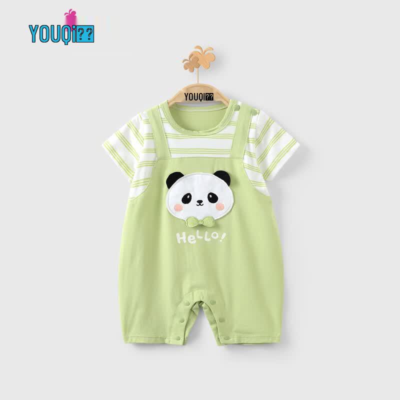 Youqi Baby Summer Breathable Short-Sleeve Romper 80 зелёный