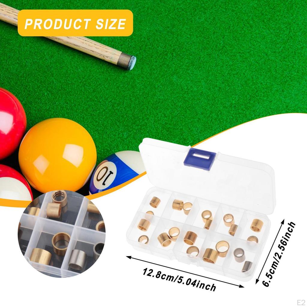 20Pcs Copper Pool Cue Ferrules Easy to Install Replacement Billiard