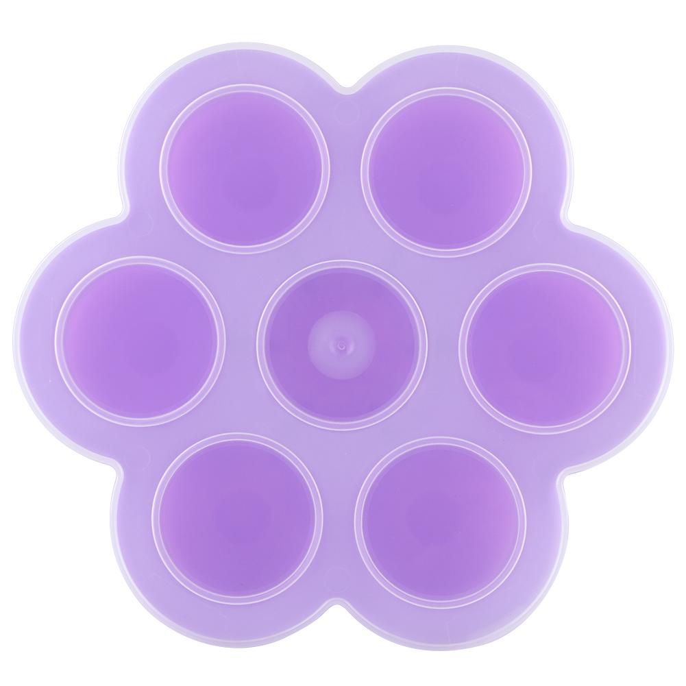 Innovative Flower‑Shape 7‑Hole Silicone Ice Mold Tray Container with Cover Kitchen Utensils(Purple )