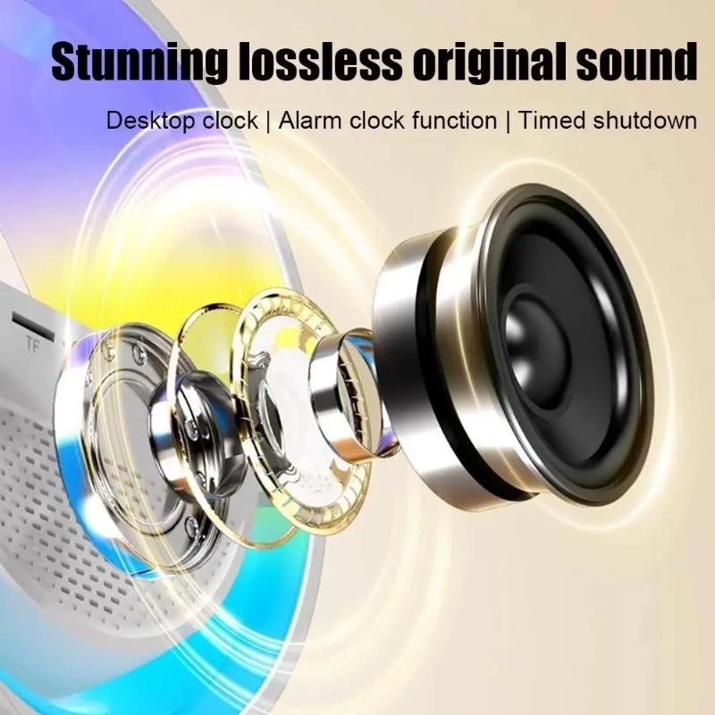 Bluetooth Speaker Wireless Charger Table Lamp RGB Alarm Clock Sound Box LED Portable Mini Party Loudspeaker