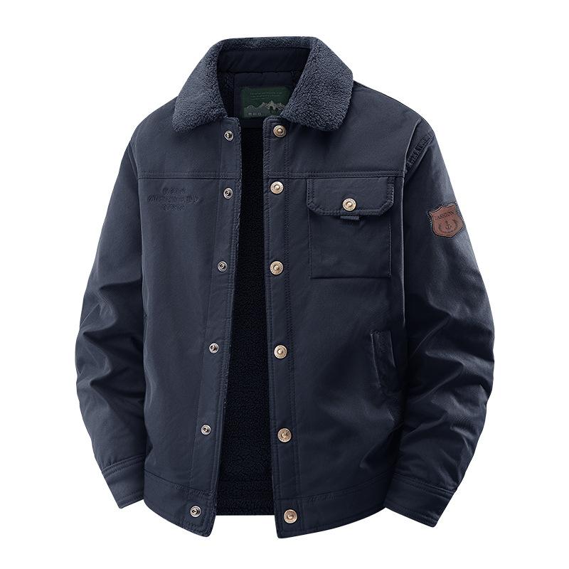 New Autumn and Winter Stand Collar Jacket Men's Loose Casual Men's Clothing Plus Velvet Jacket Spring and Autumn Outdoor Sports Clothes