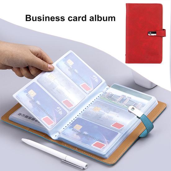 Business Card Holder 120 Card Slots Faux Leather Business Card Book Credit Card Protector for Home Office