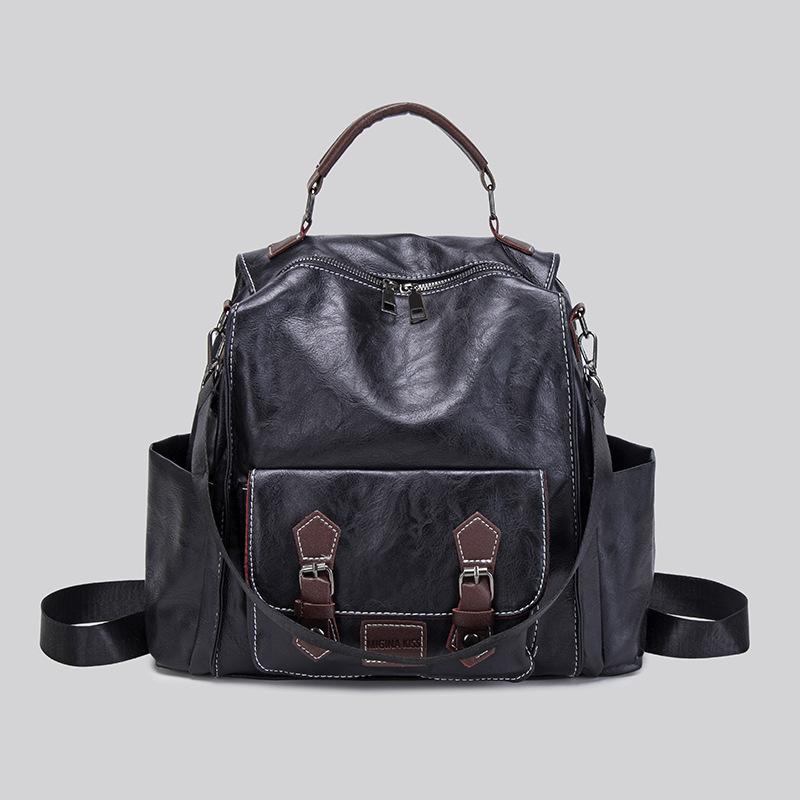 Women's Retro British Style Backpack Simple Fashion Travel Shoulder Bag PU Material Street Trend Zipper Opening Daily Match