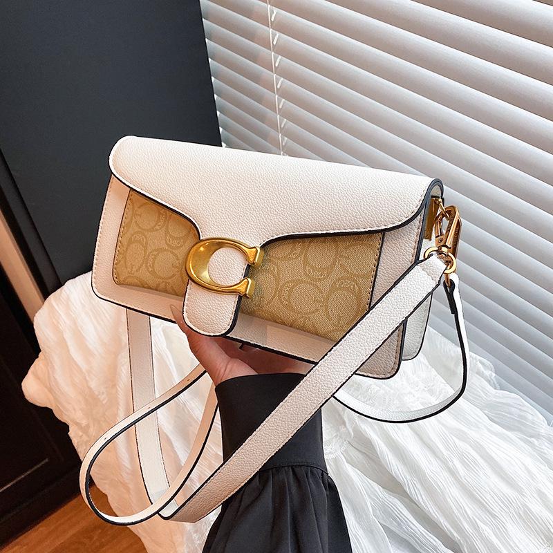 

Зимняя женская сумка-багет кроссбоди с цветными блоками - Европейская и американская мода белый/хаки