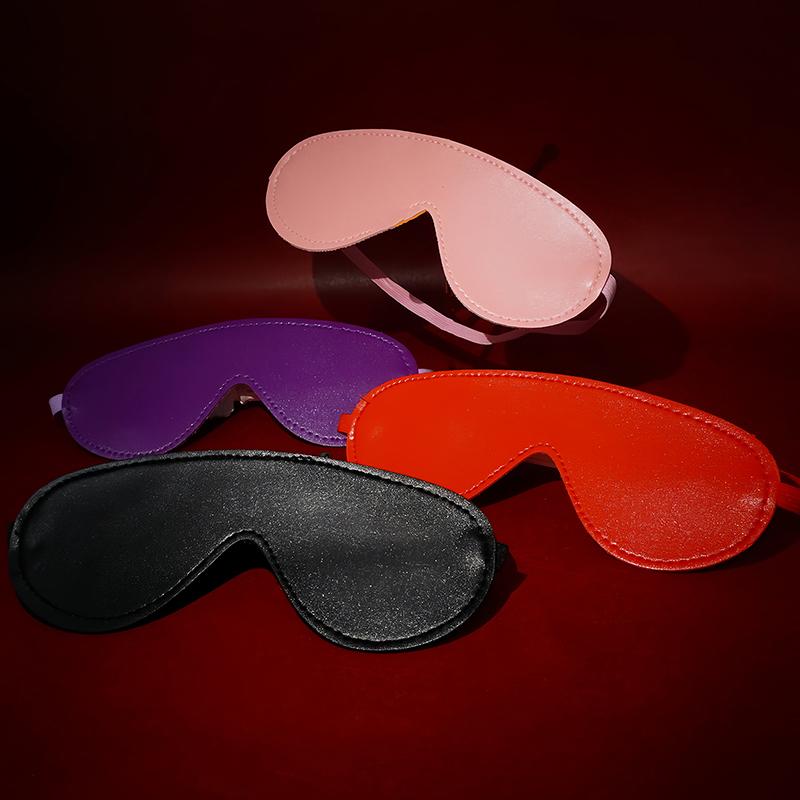 For SM Sensory Play Unisex Bondage Restraint Gear Erotic Blindfold Leather Mask With Adjustable Buckle Blackout Eye Cover