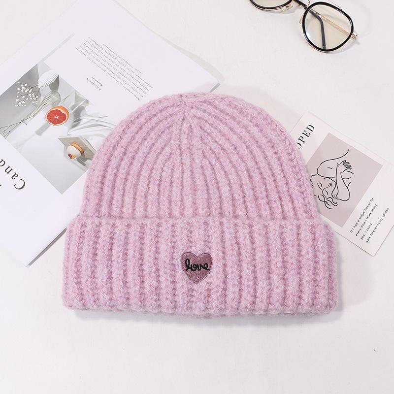 Embroidered Hat for Women In Autumn and Winter Casual Versatile Knitted Hat Ear Protection and Warmth Thickened Wool Hat Trendy and Cold Hat