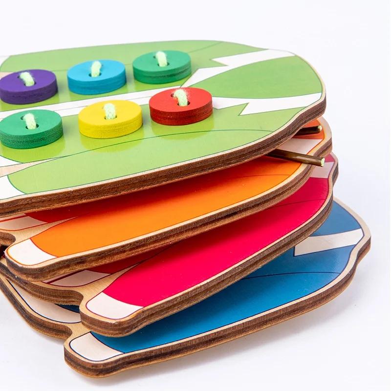 Wooden Clothes Lacing Toy, Montessori Fine Motor Skill Threading Game for Baby, Lacing Card Game, Early Development Game Gifts