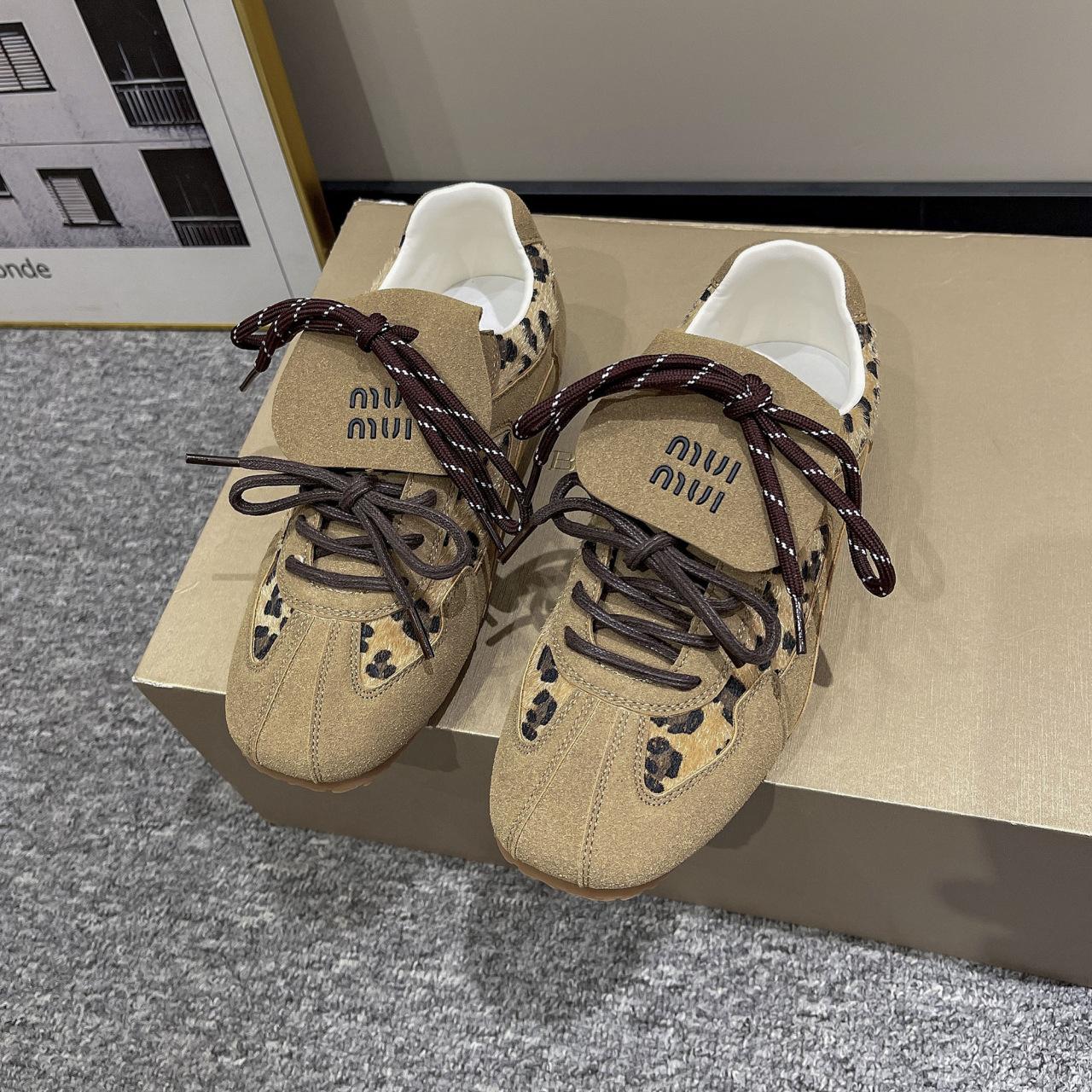 

Niche design sense леопардовый принт немецкие кроссовки женские 2024 новые ретро универсальные повседневные спортивные кроссовки Forrest Gump обувь tide 35 коричневый