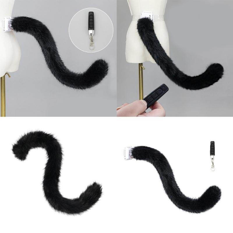 Lovely Plush Tail Cats Tail for Halloween Carnival Birthday Party Remote Control Wagging Tail Anime Cosplay Accessories