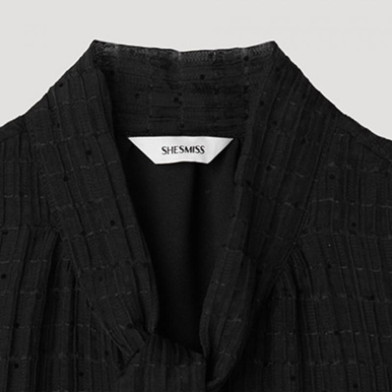 [She S miSS] Sheer Tie Neck blouSe Swwblp11010 Bk