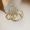 Stylish Irregular Three-Layer C-Shaped Earrings: European & American Metal Fashion Studs with a Luxurious High-End Appeal