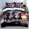 "Running Horses Sunset Decor" Soft Skin-Friendly Bedding Set Includes 1 Duvet Cover And 2 Pillowcase Gift