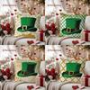St. Patrick's Day Green Top Hat Patterned Pillow Cover Pattern Cushion Cover Suitable for Sofa Bedroom Car Pillow Cover