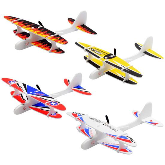 LED Light DIY Assembly Hand Throw Electric Glider Flying Airplane Model Kids Toy