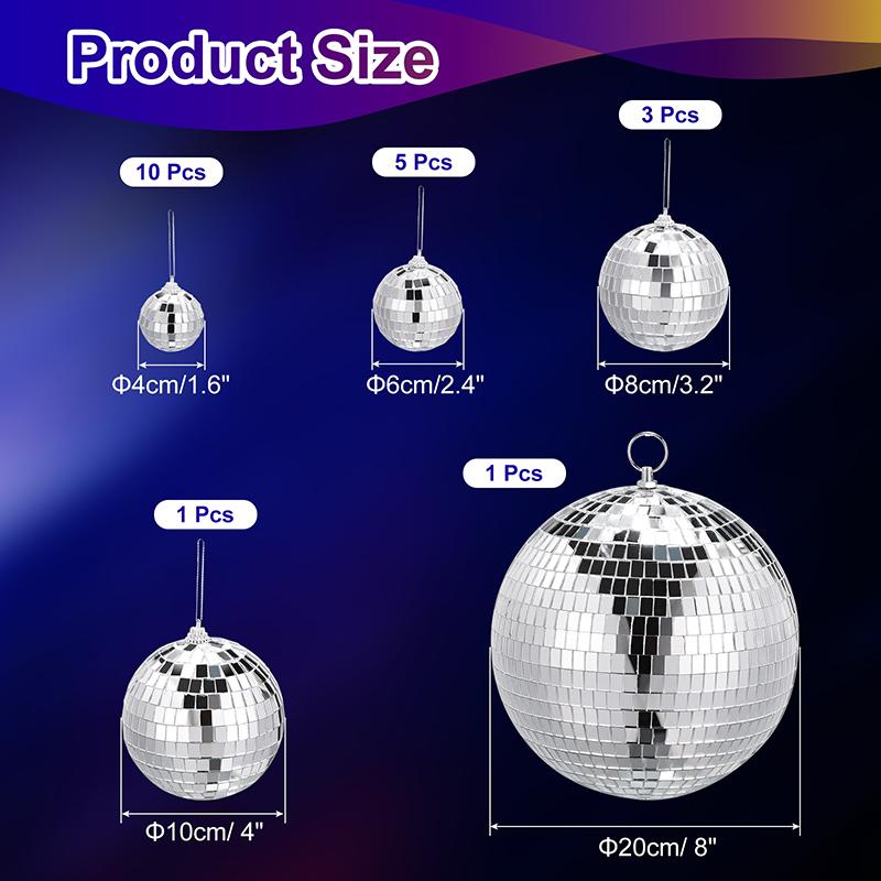 4/5/6/8/10/15/20cm Mirror Ball Hanging Reflective Disco Ball Ornaments Christmas Tree Decoration for Home Party Stage Decor
