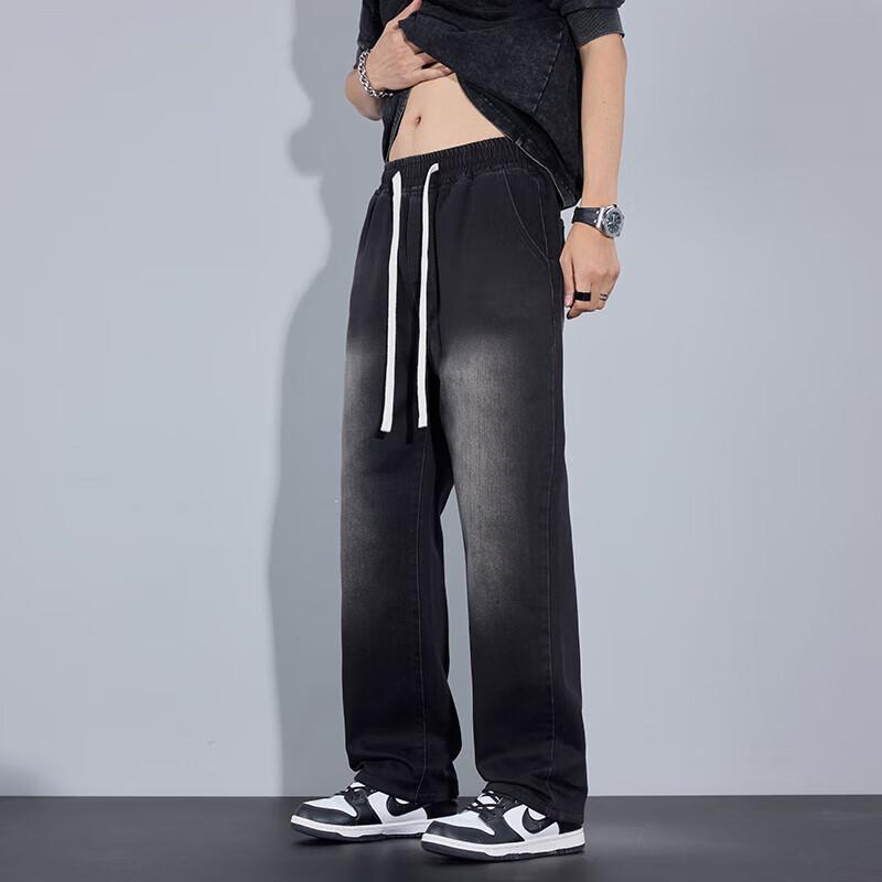 MONPOC Men's Retro Straight-Leg Loose Jeans