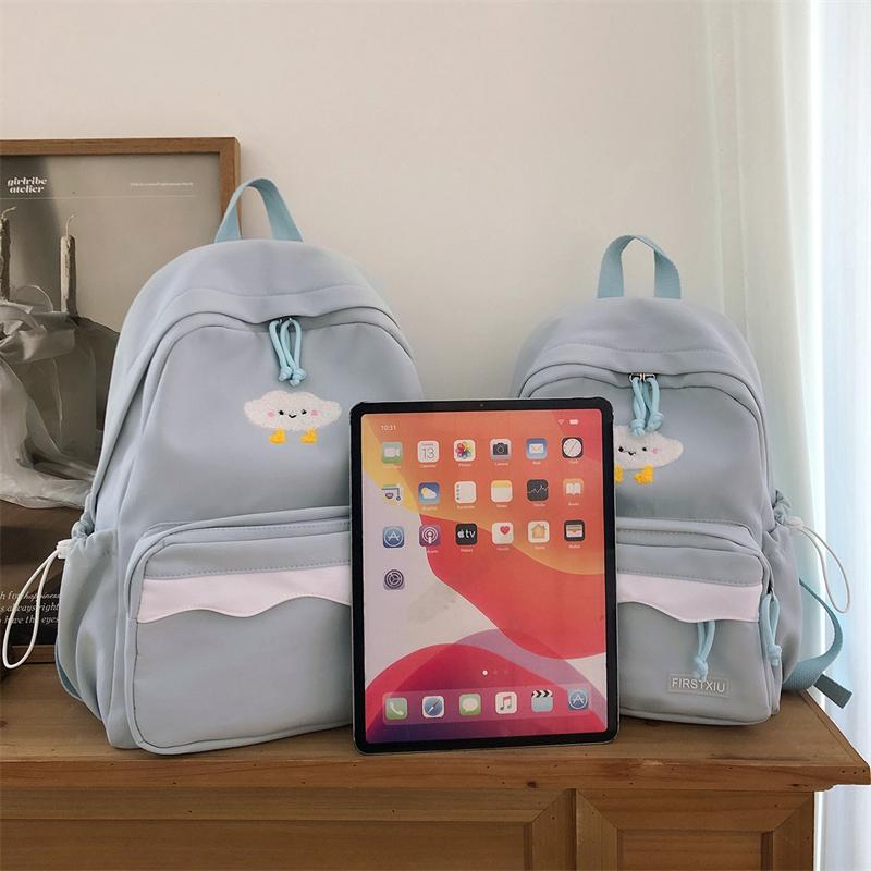 Cartoon Women's Backpack Student Large Capacity School Bag Color Block Campus Backpack