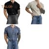 Summer Men Shirt Knitted Short Sleeves Turn-down Collar Single-breasted Stretchy Solid Color Cardigan Loose Daily Wear Casual Top