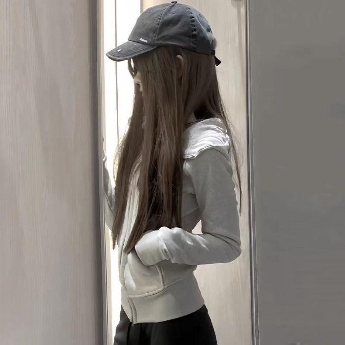 Women's Slimming Hooded Cardigan Sweatshirt - New Autumn/Winter Style with Zipper