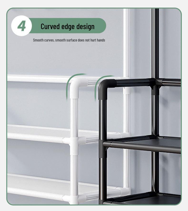 Multi-layer Dustproof Shoe & Hat Rack with Integrated Coat Rack for Indoor Use