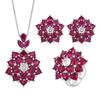 Jewelry Copper Bottom Gold-Plated Simulation Red Corundum Flower High-End Light Luxury Suit Women