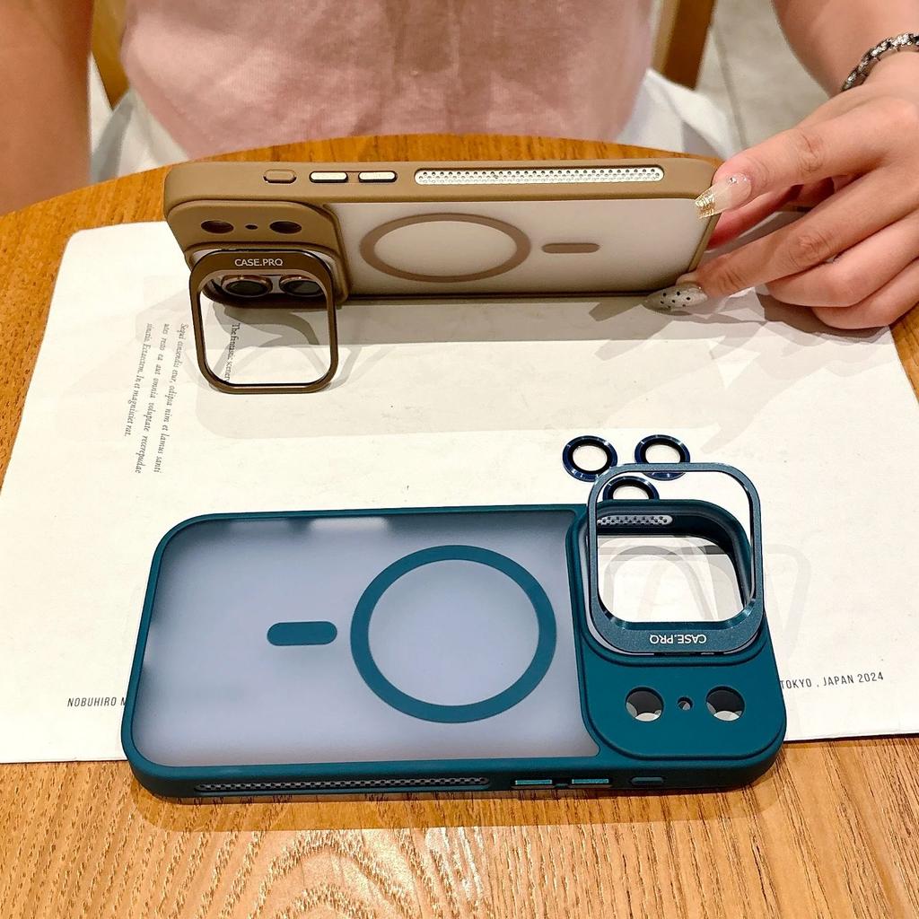 Luxury For Magsafe Magnetic Metal Lens Holder Case For iPhone 17 Air 16 15 14 13 12 11 Pro Max Plus Bumper Translucent Cover