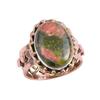 Natural Unakite Gemstone Two Tone 925 Sterling Silver Jewelry Ring Size 7.5 V5C48