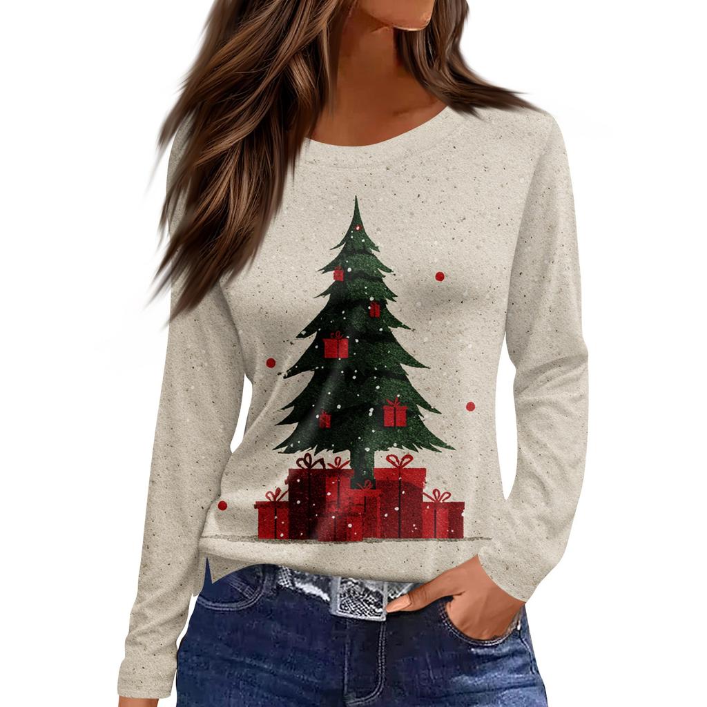 Women's Daily Casual Long-sleeved Printed O-neck Top