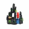 Mountain Range Ornament with Waterwheel Compact Resin Decoration Realistic Aquarium Rock