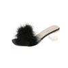 [Youshilai] 2025 Summer New Crystal and Transparent Cool Slippers Women's Fluffy Slippers Simple and Generous