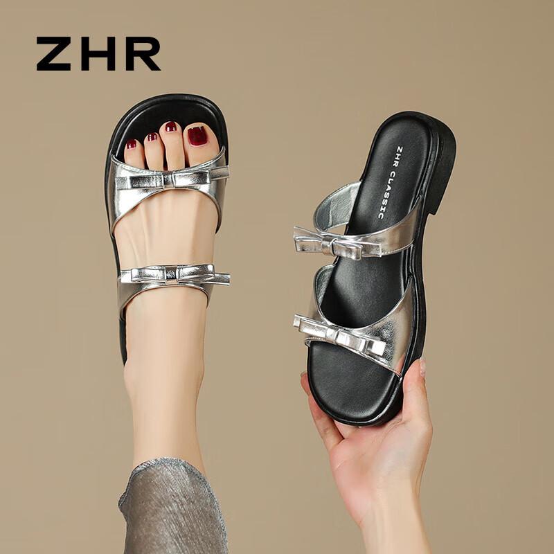 ZHR Women s Bowknot Flat Slides 40