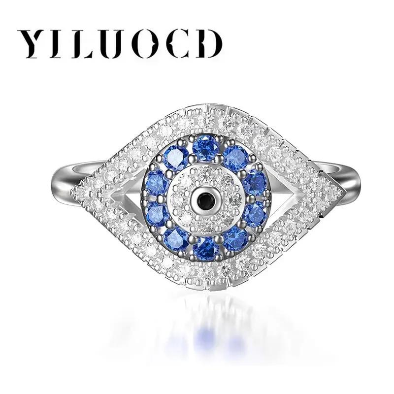 Elegant Dark Blue Zirconia Rings Cubic Zirconia Turkish Evil Eye Signet Ring for Women Jewelry Protection Lucky Gift