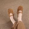 Johnature Retro Hollow Breathable Flat Shoes Genuine Leather Soft Sole Sandals Versatile Women's Shoes