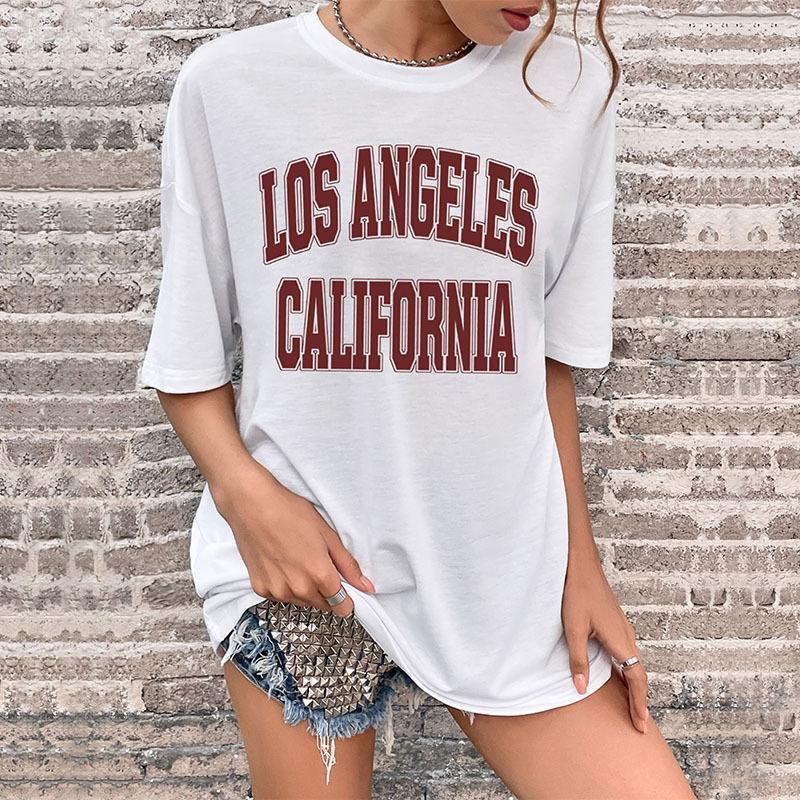 

Летняя женская модная футболка с буквенным принтом, свободная уличная футболка Y2k S белый