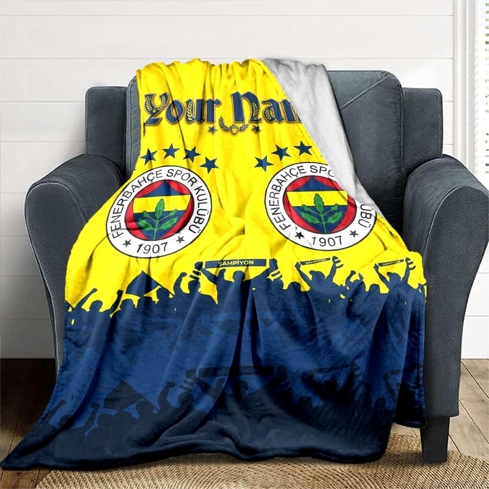 Name Custom Fenerbahce sk logo Print Flannel Blanket High Quality Warm Comfortable Cover for All Seasons Perfect for Gifts Home Decor