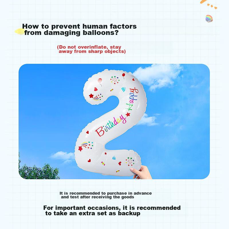 Yanyuji Digital Balloon Birthday Scene Decoration, Aluminum Foil, Children's First Birthday Surprise, Trunk Decoratio