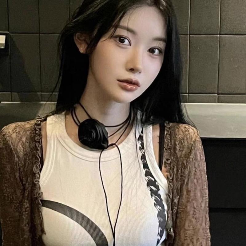 Elegant Rose Flower Clavicle Chain All-matched Necklace Women Bridal Adjustable Choker Mariage Jewelry Y2K Accessories