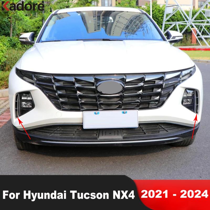 Car Front Fog Light Lamp Eyebrow Cover Trim For Hyundai Tucson NX4 - 2024 Carbon Fiber Foglight Eyelid Strip Accessories