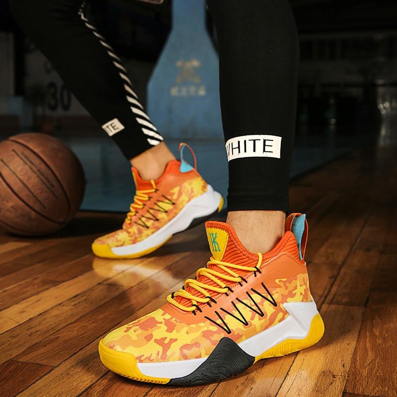 New Fashion Yellow Platform Basketball Shoes Men Non -Slip Bounce High Boots Basket Outdoor Breathable Sneakers Basketball Men