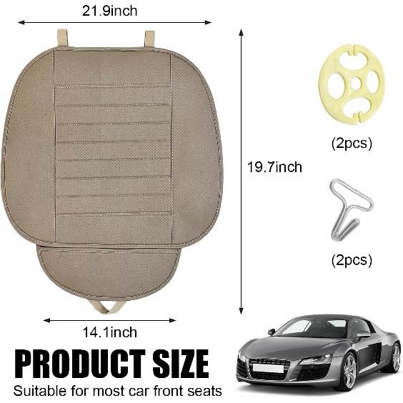 Car Seat Cover for Front Seat, Anti-Slip & Waterproof Leather Auto Front Seat Pad Protector, Durable Driver Bottom Seat Cushion Cover with Storage