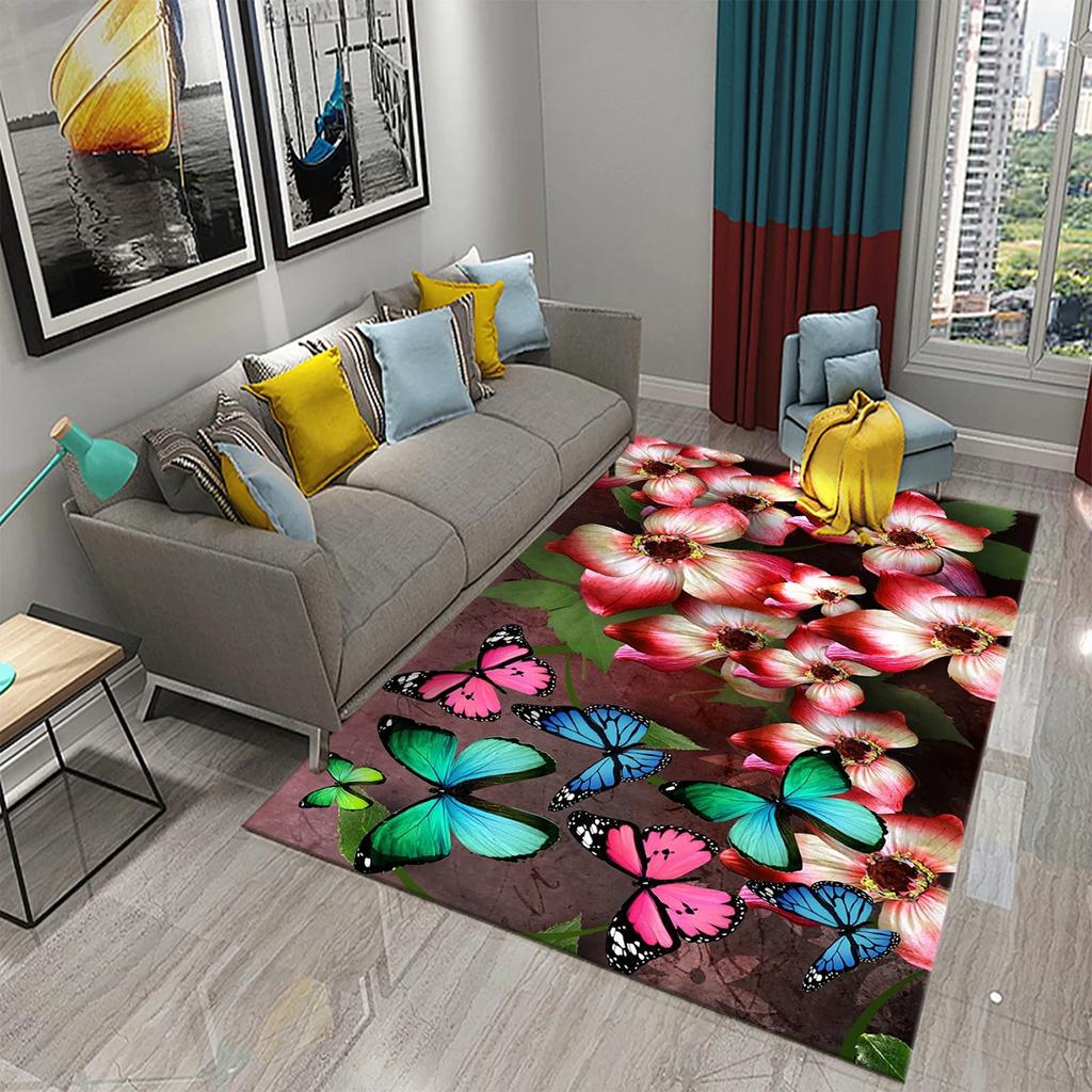 3D bunte Schmetterling Teppich Schlafzimmer Eingang Tür Dekor Matte Innenteppiche Wohnzimmer Fußmatten Badezimmer rutschfeste Teppiche