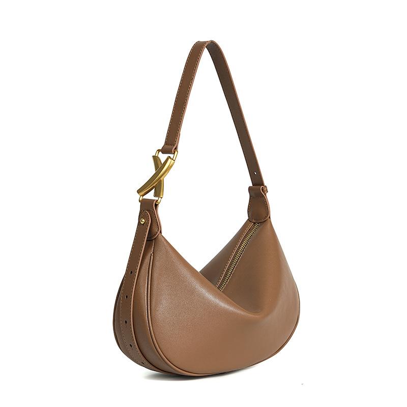 Portable Leather Premium Shoulder Bag Cowhide Exquisite Messenger Bag Commuter Versatile Underarm Bag Women's Dumpling Bag
