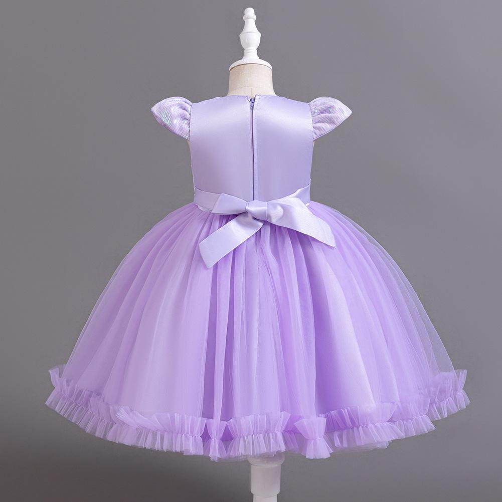 Mädchenkleid Kurzarm Pailletten Blume Puffig Prinzessin Kuchenkleid Gehen Bankett Geburtstagsparty Ballkleider 930 Lieblingskleid des kleinen Mädchens Kleider