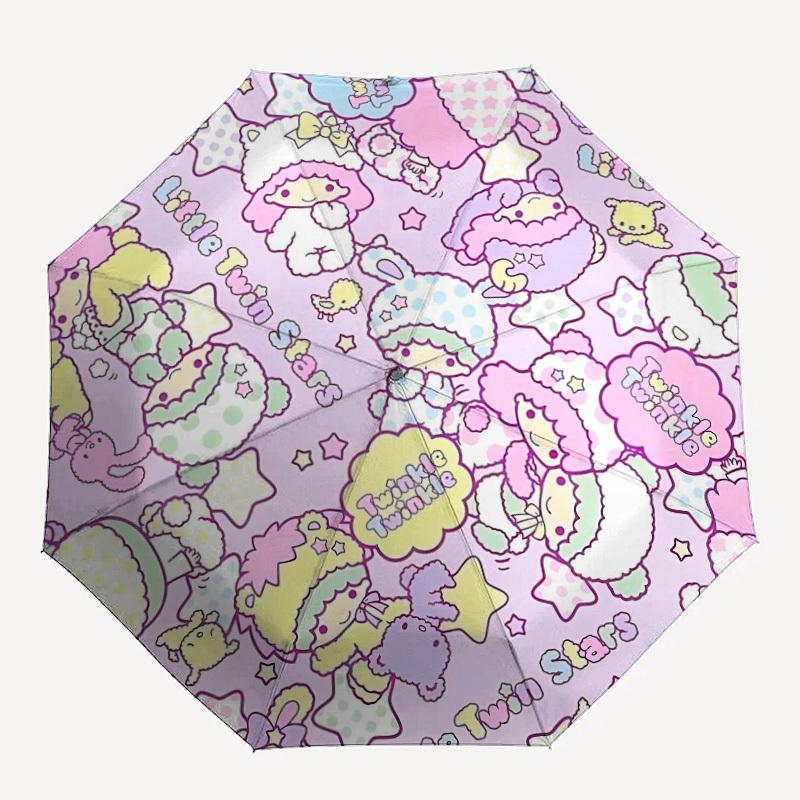 

1pc Little Twin Stars Automatic Cute Umbrella 8-Bone Design Compact Gear for Outdoor Travel, Perfect Helloween Chrismas Gift for Friends or Family yy2