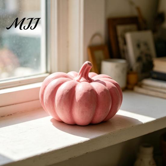 Tabletop Pumpkin Sculpture Halloween Ornaments, Resin Delicate Texture Stable Sculpture, Spotted Retro Textured Accents, for TV Cabinet