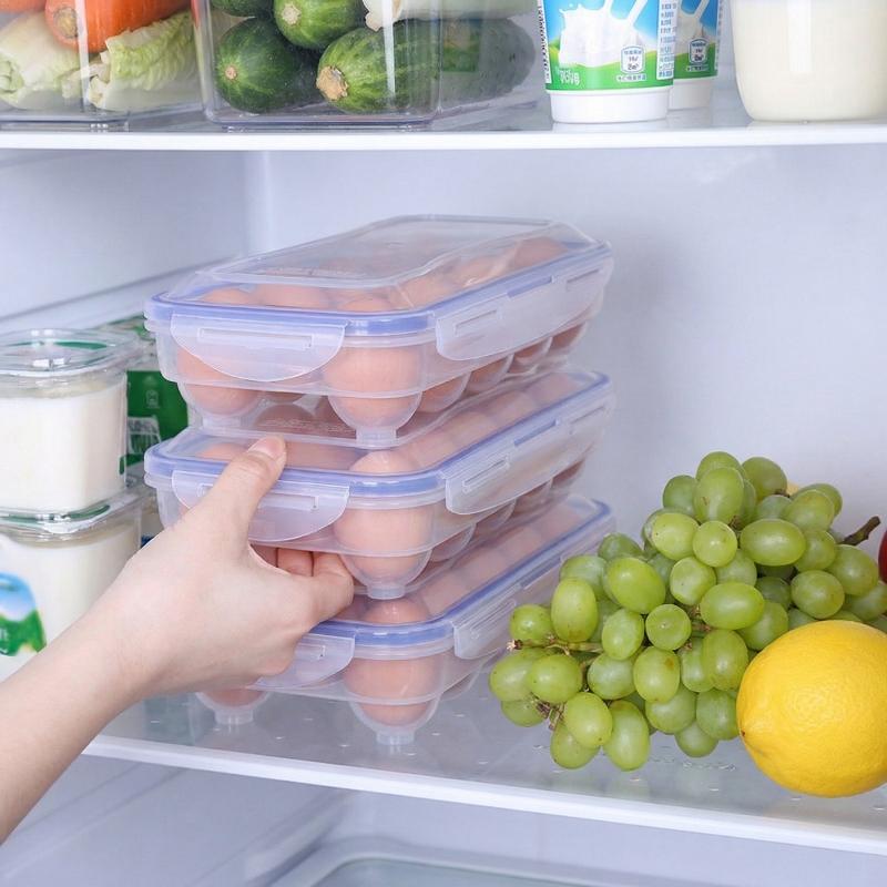 10 Grids Egg Storage Box Transparent Egg Tray Containers Kitchen Refrigerator Organizer Eggs Dispenser Fresh Preservation