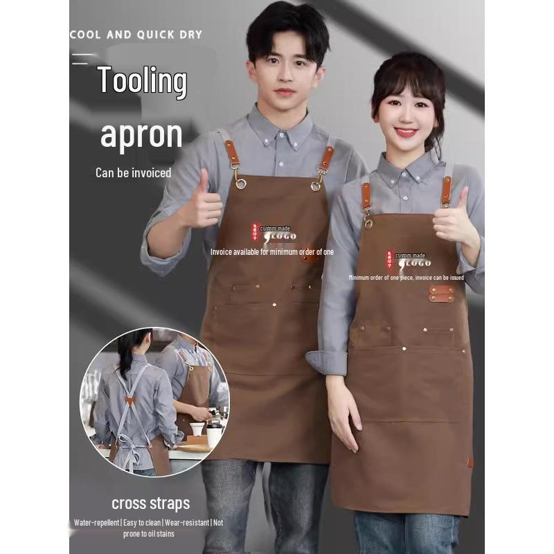 Anpassad Canvas Midjeförkläde - Barista, Mjölkte, BBQ, Catering Arbetskläder för Kvinnor