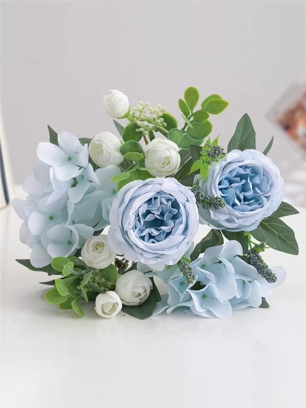 1PC Artificial Flowers Wedding Table Home Bedroom Decorations Bridal Bouquet Garden Fake Silk Peony Hydrangeas Vases Outdoor Diy