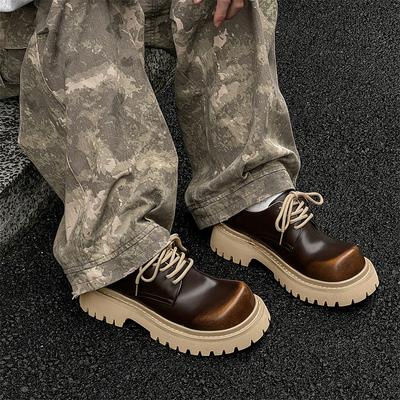 Herren- und Damen Übergröße 38-48 Derby Schuhe Britische Retro Schuhe für Herren Plateau Lederschuhe Runde Zehenpartie Sapatos Para Hombre